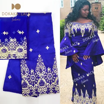 Azul Royal George Tecido De Renda Líquida Renda Africana, Nigéria Bordado Guipure Algodão George Material De Mulheres Indianas Vestido De Rendas