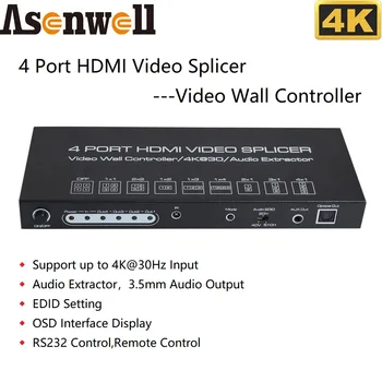 Parede de vídeo Controlador de Junção de IR RS232 2X2 TV 4K 1x2 1x3 1x4 Processador SPDIF 3,5 mm de Áudio de Vídeo HDMI Splicer Divisor de Mudar