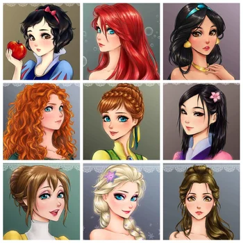Disney Diamante Pintura dos desenhos animados da Menina Princesa 5D DIY Imagem em Mosaico de Diamante Bordado de Ponto de Cruz, Kit de Decoração da Casa do Garoto de Presente