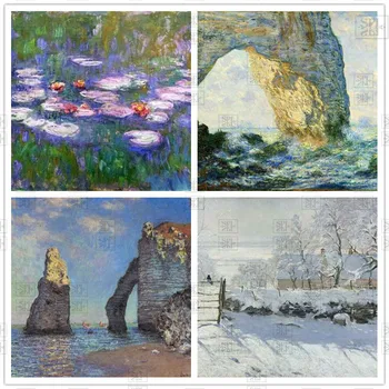 Diamante Pintura Grande Pintor francês Claude Monet Série Completa Quadrado e Redondo Bordado de Diamante Venda Strass Imagem