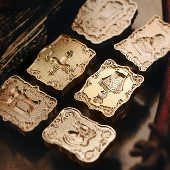 Francês Fonógrafo De Cera Carimbo De Antigo Série De Fogo Selo Retro Europeia Mão Razão De Latão Sólido Cabeça Fina Selo Esculpido Cabeça
