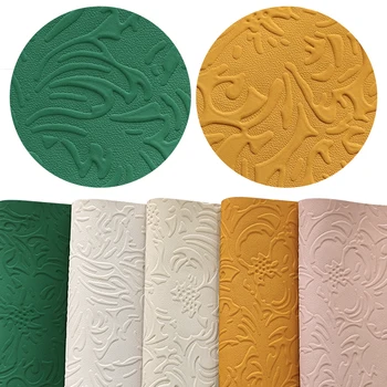 Fosco Romano Gravura Cor Sólida Artificial Tecido de PU de Couro Falso Folhas Para Costurar Sacos/Brincos DIY Artesanato 46x135cm