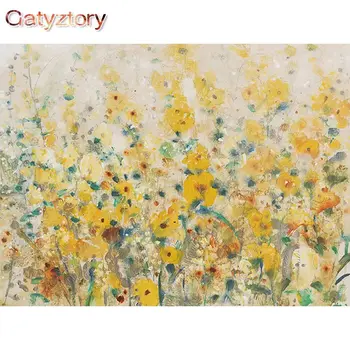 GATYZTORY Quadro de Diy Pintura Por Números Flores Amarelas de Pintar Por Números de Kits Para os Adultos em Casa Arte de Parede Imagem Presente Diy Artes 60x7