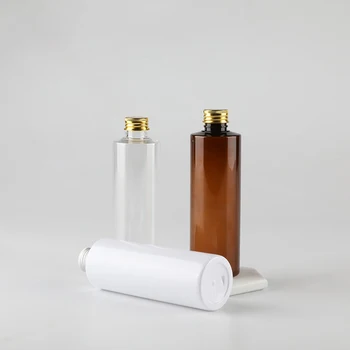 250ml Vazio Alumnum Tampa de Rosca Branco Garrafa transparente para Tornar-se Gel de Banho, Shampoo sabonete Líquido Facial Cleanser embalagens de Cosméticos
