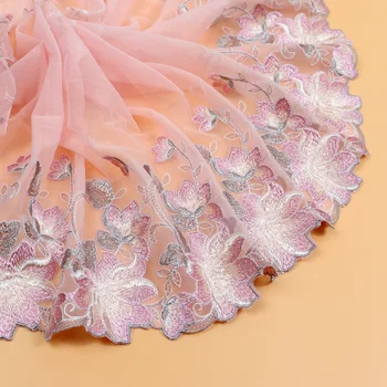 15Yards Flor cor-de-Rosa Bordado Lace Trim de Costura, Artesanato DIY Artesanato de Renda de Tecidos para Lingerie Sutiã Roupas