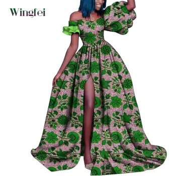 Moda Africana Vestidos para Mulheres Ancara Impressão Partido Africano Roupas para Mulheres Elegantes Dashiki Festa Eveing Dividir Vestidos WY4984
