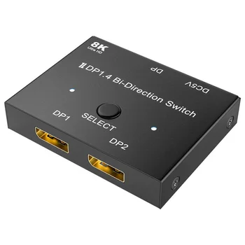 YP 8k DP1.4 Splitter 2 Em 1 Vídeo Adaptador de Áudio de Duas Vias DP Interruptor Adaptador de Suporte Máximo de 32,4 gbps Plug And Play