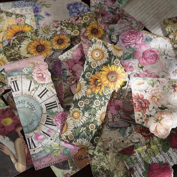 30 pces/pack Vintage INS Flores de papel de material Decorativo Mão de Conta de Scrapbooking acessórios Criatividade plano de Fundo de papel