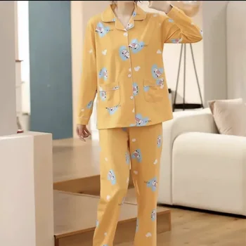 Pijama Mulher 2023 Primavera/Verão 2023 Grande Lapela Caixa De Leite De Impressão, Casaquinho De Pijama Dois Pedaço Solto De Loungewear Muito Estilo