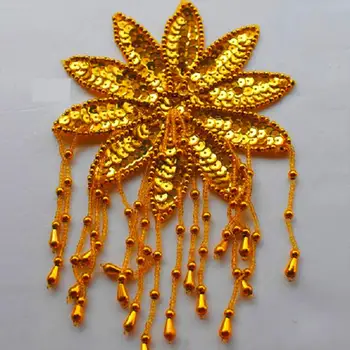 YACKALASI 10 Peças/Lote de Ouro E Prata de Lantejoulas Flor Patches 3D Chapelaria e Acessórios para o Cabelo Frisado Apliques 13*12CM