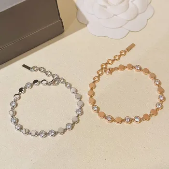 Novo estilo minimalista rodada do grânulo de zircão pulseira com originais de alta qualidade logotipo para as mulheres da festa decorações e presentes