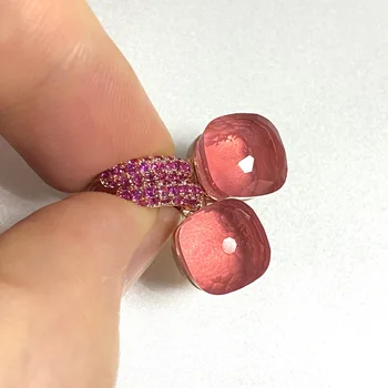 10.6 mm Pomellato Zircão Roxo Brincos Cor dos Doces Brincos de Cristal Rosa Banhado a Ouro Jóias de Moda Para as Mulheres