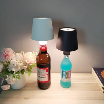Decoração de mesa de Garrafa de Vinho de Luz do RGB Móvel Portátil Criativo de Carregamento Toque Variável de Controle do Candeeiro de Mesa de Bar Pequena Lâmpada da Noite