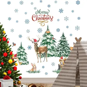Decoração De Natal Janela Adesivos De Animais Árvore De Natal Adesivos De Parede Decoração De Natal Decalques Janela Se Apega Adesivos