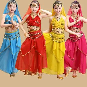 Crianças de Roupa de Crianças Profissional de Dança do Ventre roupa Para Menina Egito Trajes DANÇA do VENTRE Traje para as Meninas de Bollywood Dance