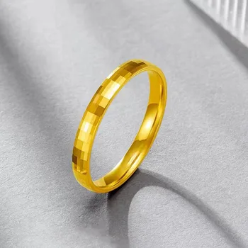 Moda de Ouro Casais de Casamento Conjunto de Anéis para Homens Mulheres 18k Ouro Chapeado Banda Promessa Anéis de Proposta