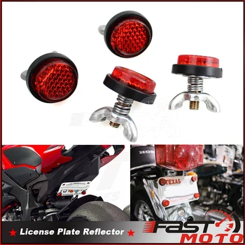 Universal Motocicleta Vermelha Reflectores De Segurança Mini-Número De Licença Do Prato Refletor De Montagem Parafuso Auto-Adesivo Refletivo