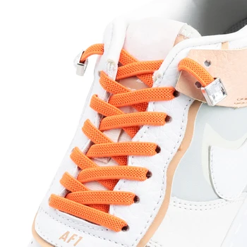 1 Par de Preguiçoso Sapatos de Renda Para o Tênis Não Amarrar Cadarços de Elástico Rápido de colocar e tirar de Segurança Televisão Cordões de sapatos de Diamante Metal Bloqueio