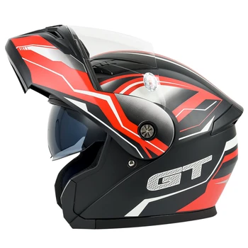 A Cara Cheia De Moto Flip Capacete Forro Destacável Motocross Capacete De Moto Capacete Cascos Para Moto Dual Lentes