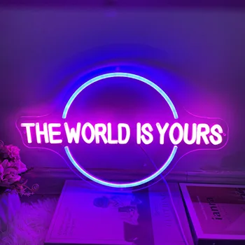O Mundo é Seu Sinal em Neon Personalizado Festa de Casamento de Arte de Parede Decoração do Dia dos Namorados Presentes Personalizados Quarto Pendurado na Parede de Led