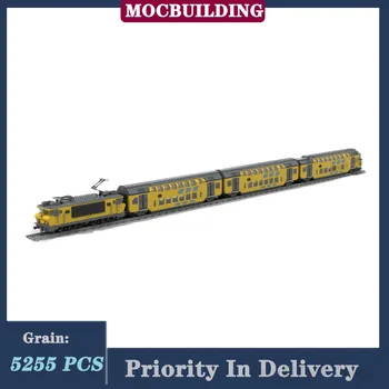 MOC City Double Decker Modelo do Trem de blocos de Construção de Montagem de Veículos de Transporte Locomotiva Série da Coleção Brinquedo Presentes