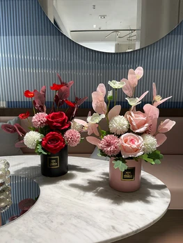 Flor Artificial de Alta qualidade Floral Rosa Folhas de Eucalipto Falso Fábrica de Enfeites de Mesa de Flores, Decoração Acessórios