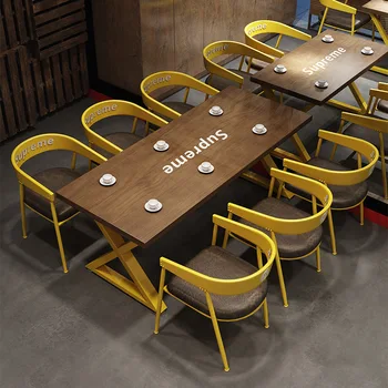 Restaurante mobiliário, arte em ferro, mesa e cadeira combinação de estilo industrial comerciante, bistro, retro, restaurante, bar, mesa de