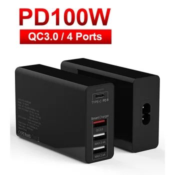 4-6 porta PD QC 4.0 3.0 Carregador Rápido de 75W/100W/150W GaN Carregador Estação de Carregamento para Samsung iPhone Huawei Laptop PD Carregador USB
