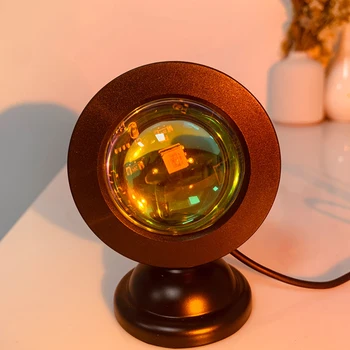 Led USB pôr do Sol, Lâmpada de Projetor de Decoração de Casa de Noite, a Luz Portátil Humor Leve Para o Quarto Parede da Sala de estar Fotografia Luzes de Neon
