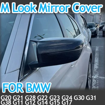 De Fibra de carbono de Padrão Preto espelho Retrovisor tampa de Substituição para a BMW 3 4 5 7 Série G30 G28 G30 G31 G38 G11 G12 G22 2016-2018