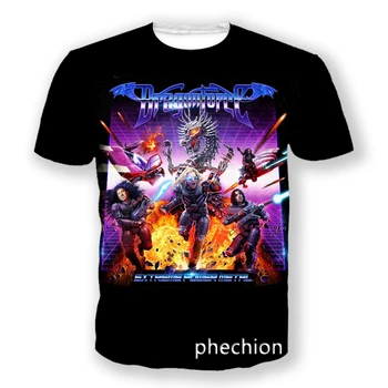 phechion Homens/Mulheres Dragonforce Banda 3D Impresso T-Shirt Manga Curta Casual T-Shirt Desporto Hip Hop Verão Tops L30