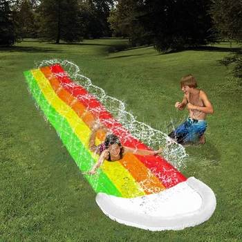 16 PÉS Gramado Lâminas de Água do arco-íris Slip Slide Play Center com Splash de Aspersão e Infláveis Crash Pad para Crianças Piscina de Verão Brinquedos