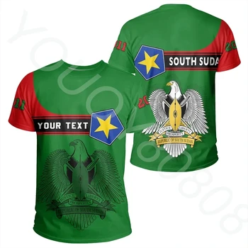 (Personalizado) - Africana T-shirt, o Sudão do Sul Tee Pentágono estilo impresso casual em torno do pescoço T-shirt Harajuku estilo de rua T-shirt