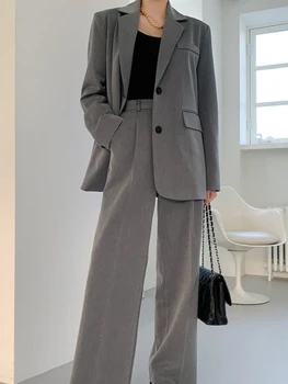 Mulheres Calças de Terno Casual camisa de Manga comprida E Calça de Cintura Feminino 2 Peças Blazer Conjunto de Senhoras Moda Elegante Terno de Calça