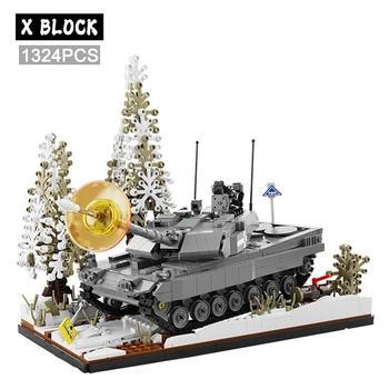 WW2 Militares Grande Leopard-2A7 Tanque Principal de Batalha Cena a Construção de Blocos de Tijolo Modelo de MOC Arma do Exército Soldado Conjuntos de Criança Brinquedo de Meninos Presente