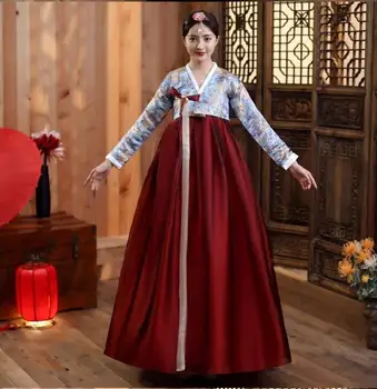 Mulheres Coreano Desempenho Do Vestido Da Corte Imperial Melhorado Hanbok Fase Étnica De Dança