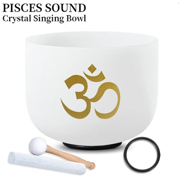 432hz Quartzo Chakra Espiritual Tigela de Cantar Meditação Cristal Branco Tigela Cantando Tibetano Klankschaal Instrumentos Musicais
