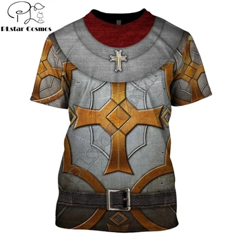 Guerreiro Medieval armadura Impressos em 3D Cavaleiros Templários Homens t-shirt Harajuku verão, camisa de manga Curta Unissex Casual T-shirt topo