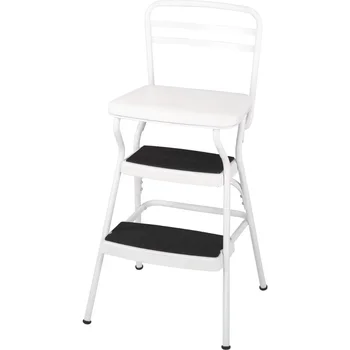 MOYU Stylaire Retro Cadeira + escadinha com Flip-up Assento (branco, Um Pack), Escada de Casa,Escada retrátil, Tamborete de Etapa