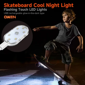 Skate Piscando Toque Luzes LED Luzes Ambiente Legal Personalizados, Acessórios de Carregamento USB Luminosa Skate Acessórios