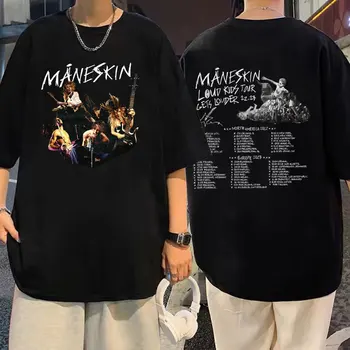 Italiano Banda de Rock Maneskin Gráfico Tshirt Louds Crianças Fica mais alta Tour T-shirts, Tops Homens Mulheres Hip Hop Moda Oversized T-Shirts