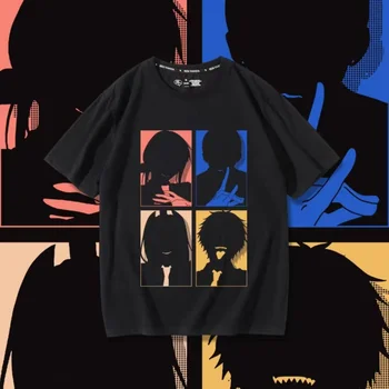 Motosserra Homem Anime T-shirt Manga Impressão Gráfica Homens de grandes dimensões de Algodão de Manga Curta camiseta de Mulheres Superior de Verão Streetwear Par de Roupas