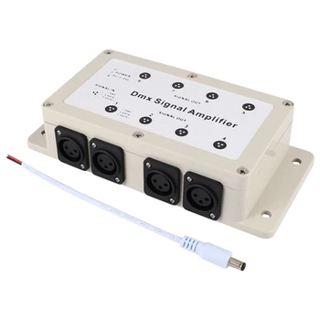 1 Peça Dc 12-24V 8 Canais de Saída Dmx Dmx512 Controlador LED Amplificador de Sinal de Plástico Divisor de Distribuidor Para a Casa dos Equipamentos