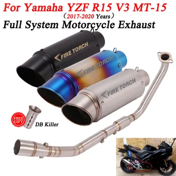 Para a Yamaha YZF R15 V3 2017-2020 Anos de Escape de Moto Completa do Sistema de Escape Frente Modificada Link Tubo de Escapamento DB Killer