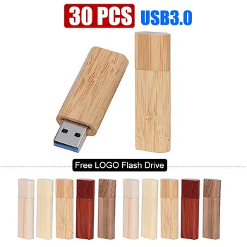 30PCS USB 3.0 LOGOTIPO do Cliente de madeira unidade flash de madeira pendrive de 4GB, Pen Drive 8 16 32 64 stick de memória Livre Logotipo Personalizado Pendrive