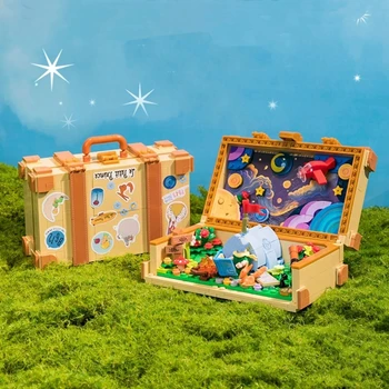 500Pcs O Pequeno Príncipe Mala de Viagem DIY Noite Estrelada Conjunto de Blocos, Tijolos de Construção de Brinquedo Para as Crianças ambiente de Trabalho de Casa Decoração