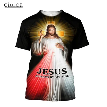 Os homens Verão T-Shirt Praia de Roupa Casual Manga Curta Tee Superior Cristianismo Jesus Impressão Legal de Moda Streetwear de grandes dimensões