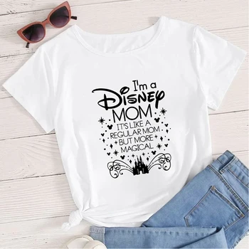 Eu sou um Disney Mãe Engraçado Mulheres T-shirts da Moda 2023 Dia da Mãe Disneyland Roupas de Viagem de Verão Fina Tops Tees Frete Grátis