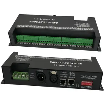 30 Canal RGB Dmx512 Decodificador de Tira de Led Dmx Controlador de 60A Dimmer Dmx PWM Controlador de Entrada DC12-24V 30CH Iluminação de Fase