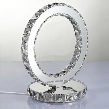 Moderno K9 de Cristal da Lâmpada de Mesa de Cabeceira, Candeeiro de Sala de estar Decoração do Escritório Redonda Mesa de Luz Branco do Presente Iluminação UE plug-Candeeiro de Mesa